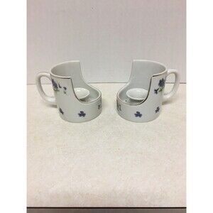 Vintage 2 Candle Holder Coffee Mug Design Purple  Flowers  Made In JAPAN PWF